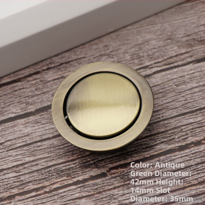 Mâner rotund tip tatami cu inel pentru sertare și dulapuri, aliaj de zinc, finisaj lustruit, stil modern simplu