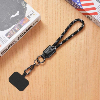 Crossbody telefonzsinór, uniszex, kézzel készített poliészter, állítható, nyomtatott logó