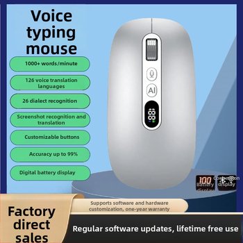 Iflytek AI hangalapú egér, vezeték nélküli Bluetooth, gépelés és fordítás, 2.4G + Bluetooth, 5 gomb, optikai felbontás 4000