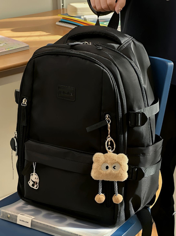 Rucsac unisex din nailon pentru școală, cu protecție împotriva apei și a furtului, bretele curbate și căptușeală din poliester