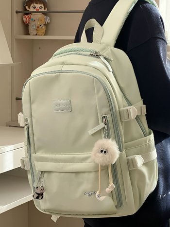 Rucsac unisex din nailon pentru școală, cu protecție împotriva apei și a furtului, bretele curbate și căptușeală din poliester