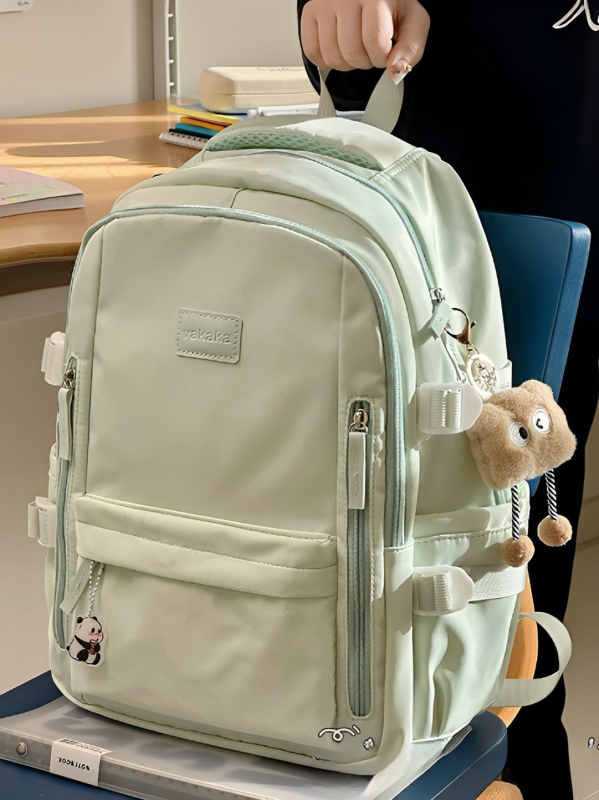 Rucsac unisex din nailon pentru școală, cu protecție împotriva apei și a furtului, bretele curbate și căptușeală din poliester