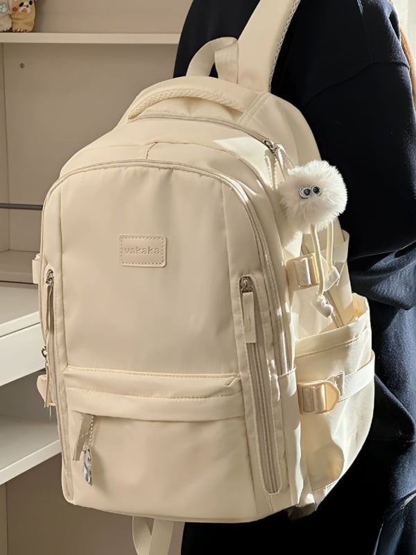 Rucsac unisex din nailon pentru școală, cu protecție împotriva apei și a furtului, bretele curbate și căptușeală din poliester