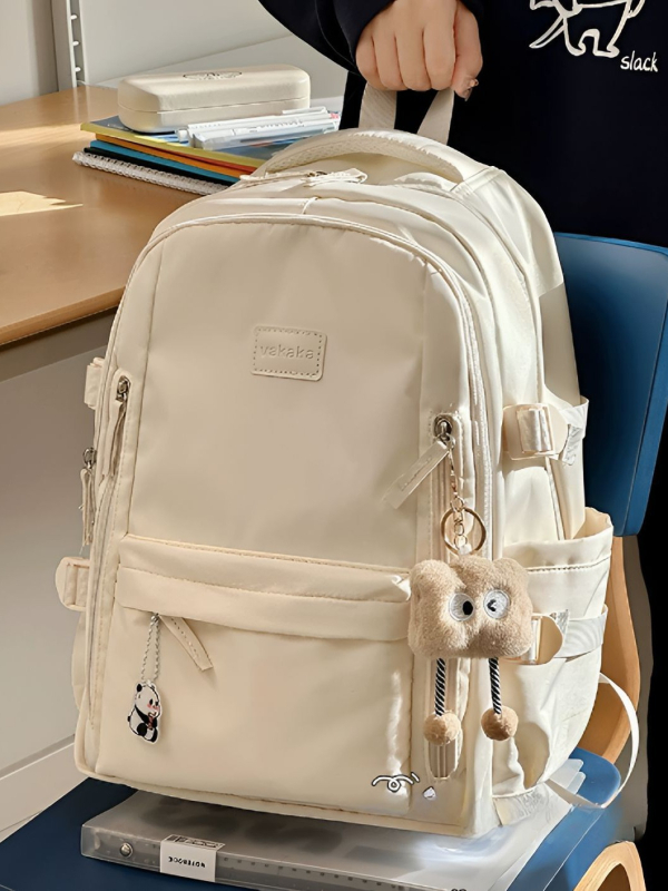 Rucsac unisex din nailon pentru școală, cu protecție împotriva apei și a furtului, bretele curbate și căptușeală din poliester