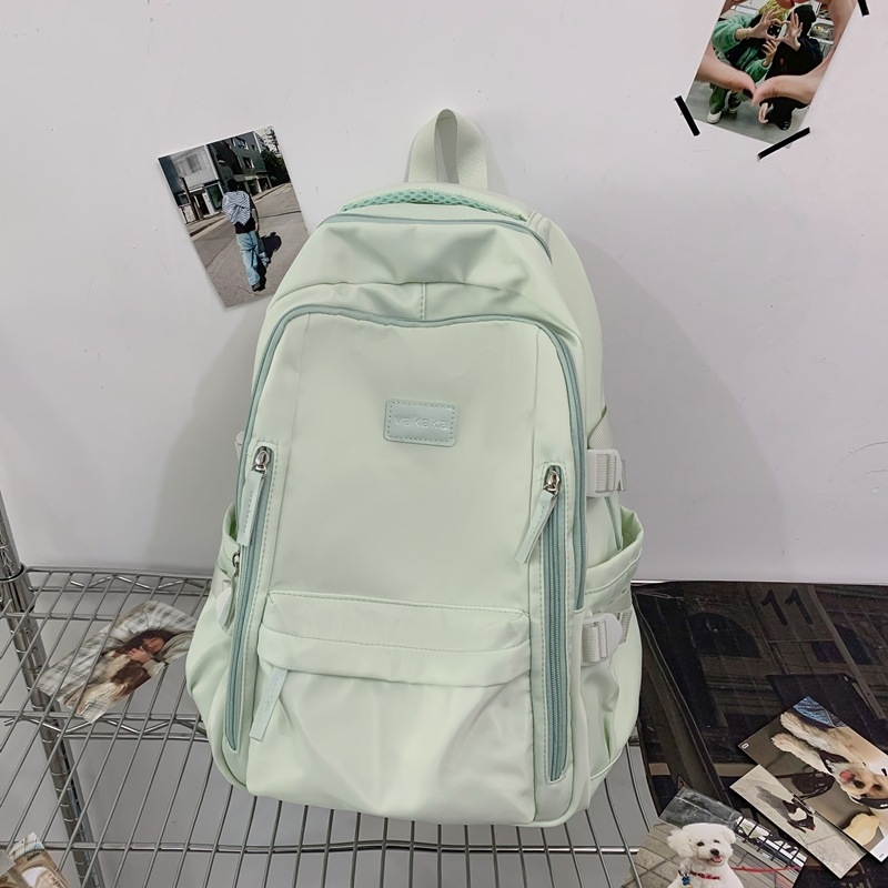 Rucsac unisex din nailon pentru școală, cu protecție împotriva apei și a furtului, bretele curbate și căptușeală din poliester