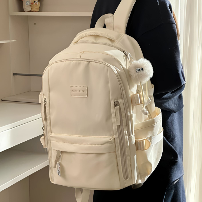 Rucsac unisex din nailon pentru școală, cu protecție împotriva apei și a furtului, bretele curbate și căptușeală din poliester