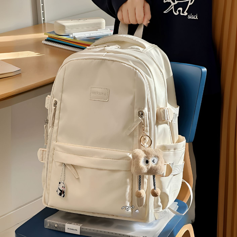 Rucsac unisex din nailon pentru școală, cu protecție împotriva apei și a furtului, bretele curbate și căptușeală din poliester