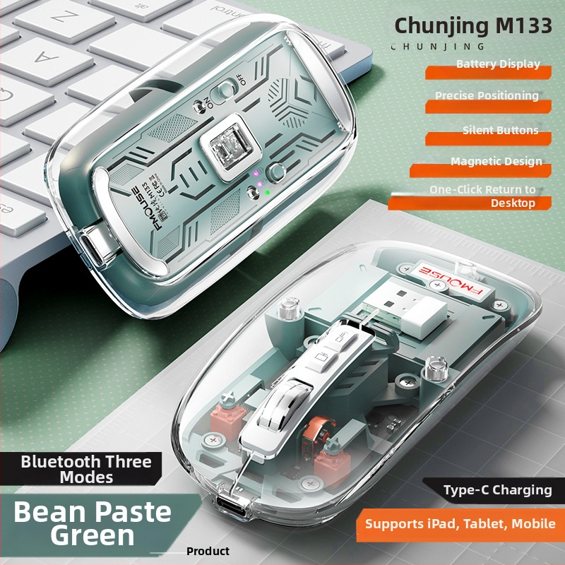 M133 Bluetooth myš s tromi režimami, tichá a dobíjateľná, 2400dpi, USB, 5 tlačidiel, 2.4GHz bezdrôtovo, dosah 10m