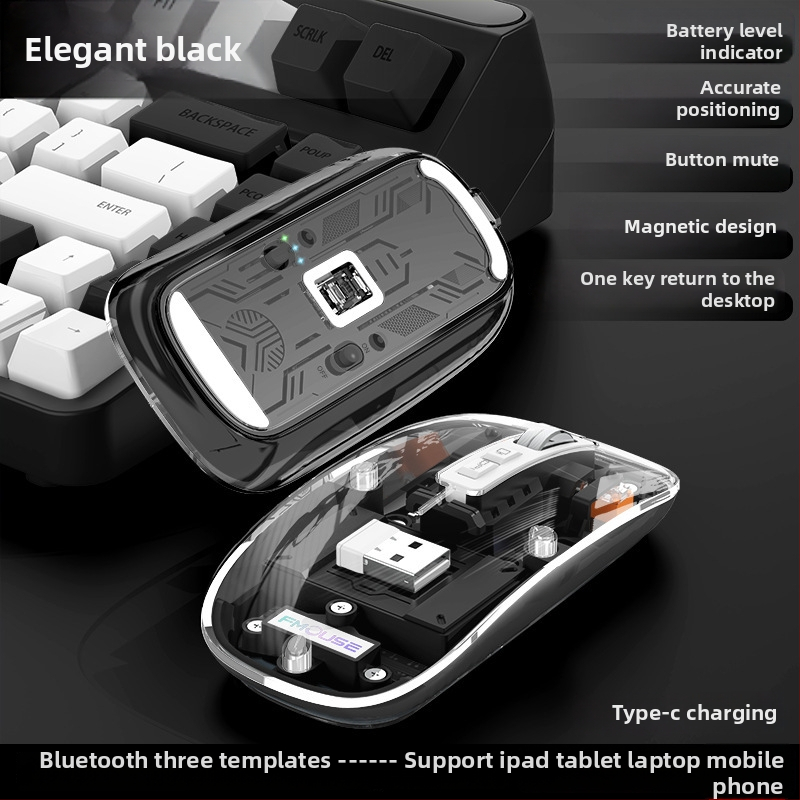 M133 Bluetooth myš s tromi režimami, tichá a dobíjateľná, 2400dpi, USB, 5 tlačidiel, 2.4GHz bezdrôtovo, dosah 10m