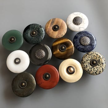 ARTIC ST19065 Ръчка за шкафове от естествен нефрит камък – Vintage мебелна дръжка за чекмеджета, полирана повърхност, стил Light Luxury