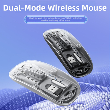 Bezdrôtová myš s dvojmódovým pripojením 2.4G/Bluetooth, tiché tlačidlá, dobíjateľná, 1400dpi, 5 tlačidiel