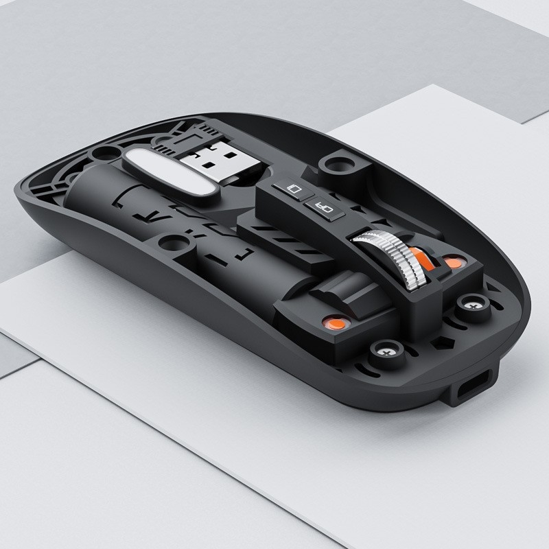 Безжична мишка с двойен режим 2.4G/Bluetooth, тихи бутони, презареждаща се, 1400dpi, 5 бутона