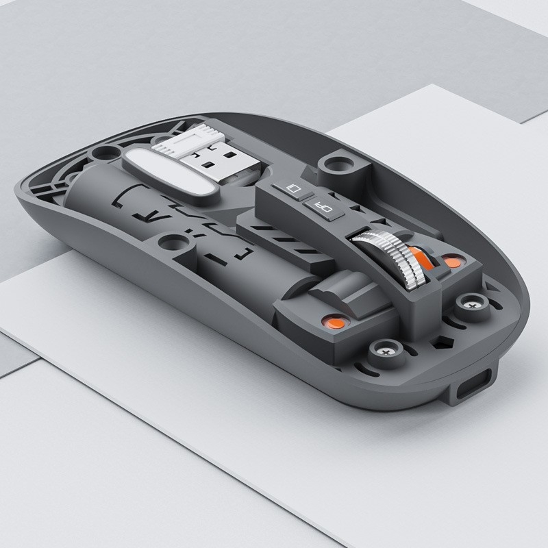 Безжична мишка с двойен режим 2.4G/Bluetooth, тихи бутони, презареждаща се, 1400dpi, 5 бутона