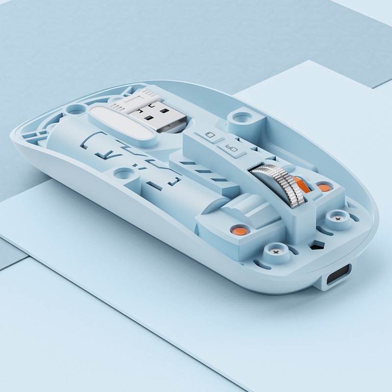 Безжична мишка с двойен режим 2.4G/Bluetooth, тихи бутони, презареждаща се, 1400dpi, 5 бутона