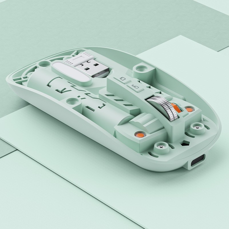 Безжична мишка с двойен режим 2.4G/Bluetooth, тихи бутони, презареждаща се, 1400dpi, 5 бутона