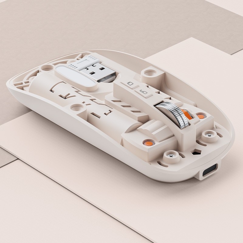 Безжична мишка с двойен режим 2.4G/Bluetooth, тихи бутони, презареждаща се, 1400dpi, 5 бутона