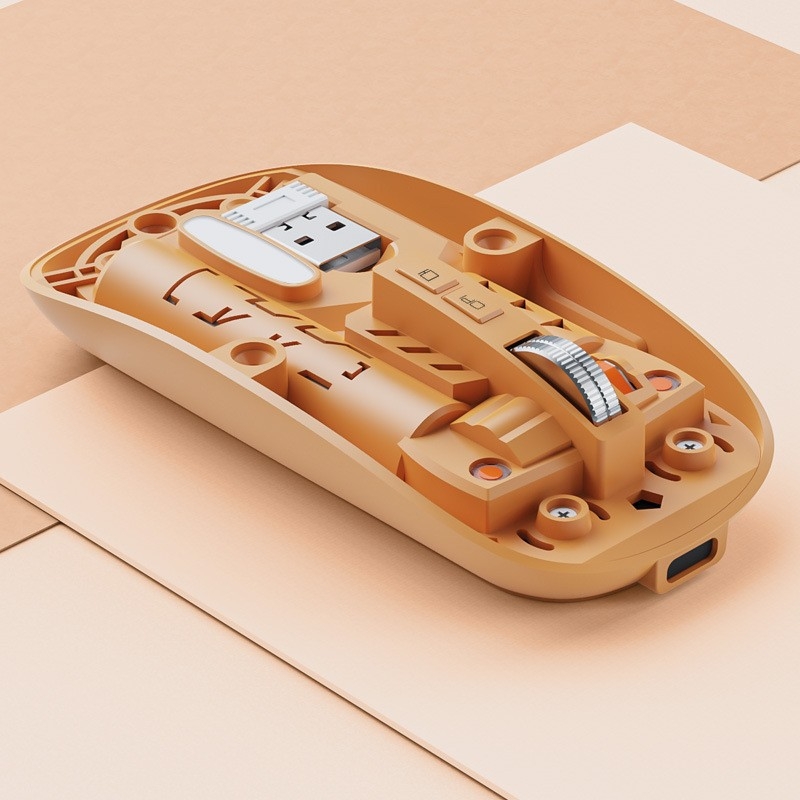 Безжична мишка с двойен режим 2.4G/Bluetooth, тихи бутони, презареждаща се, 1400dpi, 5 бутона