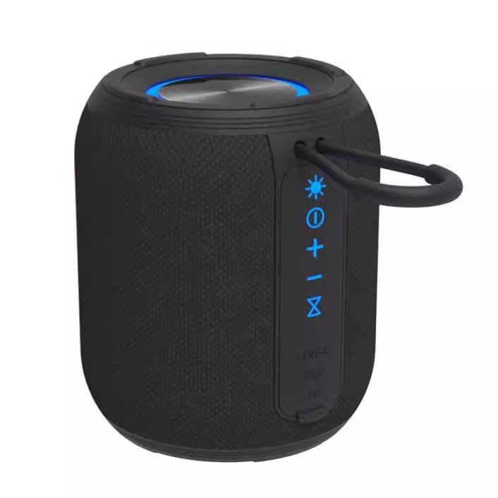 Difuzor Bluetooth fără fir cu iluminare RGB, rezistent la apă și portabil — Bluetooth 5.3; IPX4; baterie încorporată 1200–2000 mAh; putere 6W; răspuns în frecvență 100 Hz–20 kHz