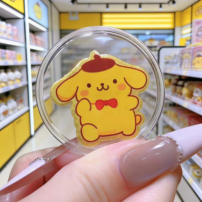 Стикер за мобилен телефон — карикатурно кученце-пудинг с метален контур, сладък стил, подходящ за Валентин и рожден ден