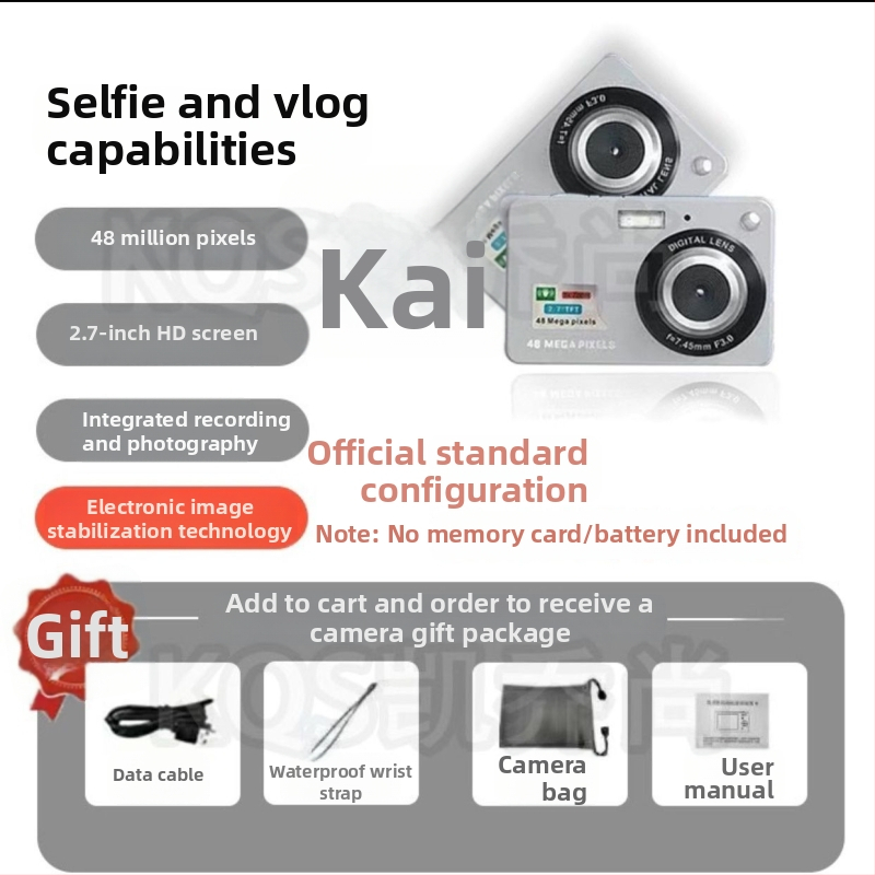 Rong Lai P20 CCD skaitmeninė kamera: 48 MP jutiklis, 8x optinis priartinimas, integruota kamera, optinė vaizdo stabilizacija