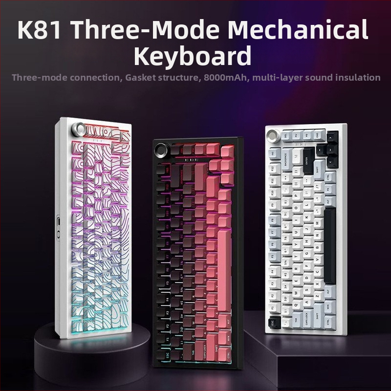 K81 mechanická klávesnica, 82 kláves, RGB podsvietenie, bezdrôtové a USB pripojenie, zelené alebo biele spínače