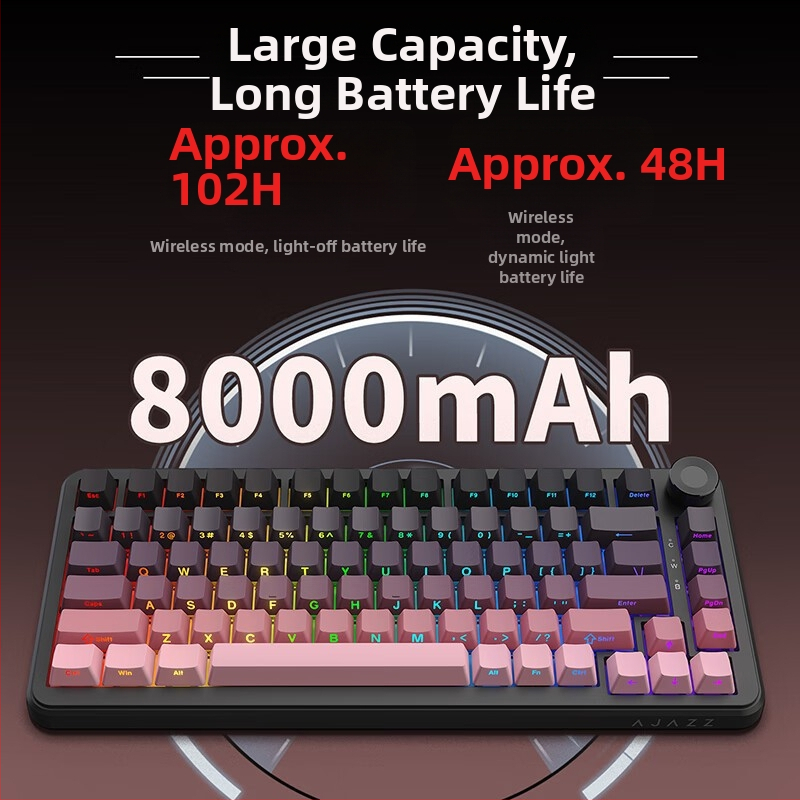 K81 mechanická klávesnica, 82 kláves, RGB podsvietenie, bezdrôtové a USB pripojenie, zelené alebo biele spínače