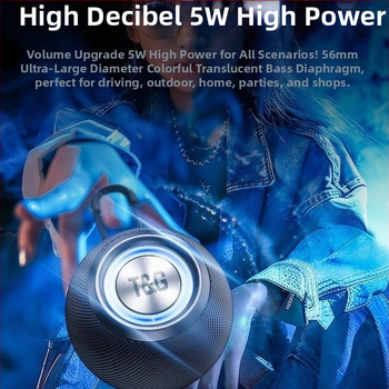 Bluetooth difuzor portabil – sunet compact de înaltă calitate, IPX7 rezistent la apă, 100Hz-20kHz, SNR ≥70dB, intrări Bluetooth/TF/USB/AUX