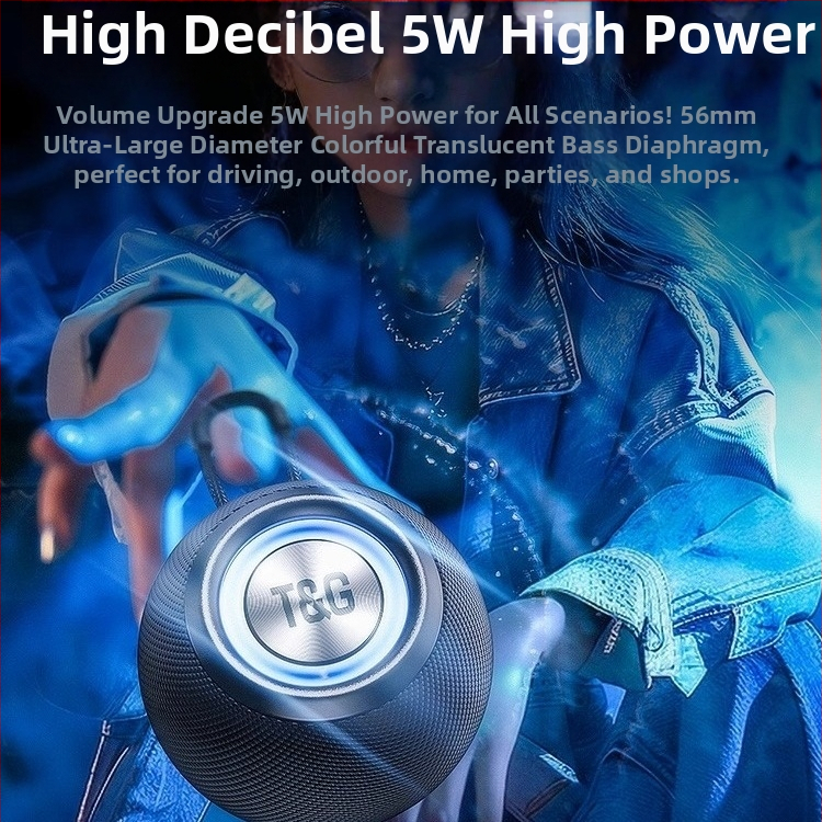 Bluetooth difuzor portabil – sunet compact de înaltă calitate, IPX7 rezistent la apă, 100Hz-20kHz, SNR ≥70dB, intrări Bluetooth/TF/USB/AUX