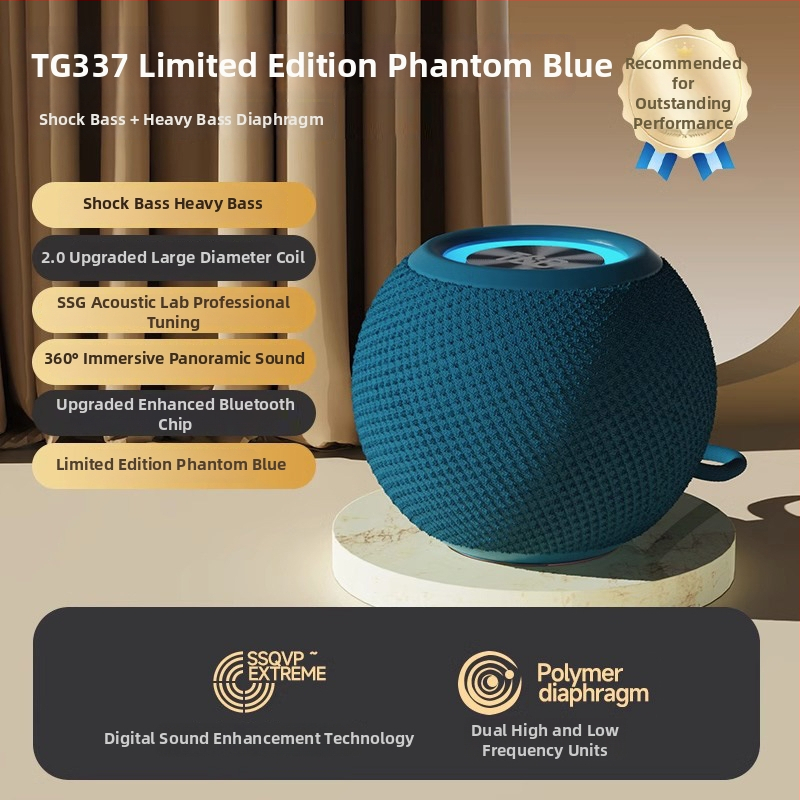 Bluetooth difuzor portabil – sunet compact de înaltă calitate, IPX7 rezistent la apă, 100Hz-20kHz, SNR ≥70dB, intrări Bluetooth/TF/USB/AUX