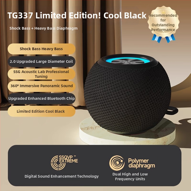 Bluetooth difuzor portabil – sunet compact de înaltă calitate, IPX7 rezistent la apă, 100Hz-20kHz, SNR ≥70dB, intrări Bluetooth/TF/USB/AUX