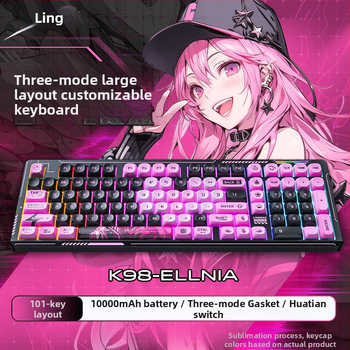 Безжична механична клавиатура с три режима свързване, горещосменяеми превключватели, водоустойчива, RGB подсветка