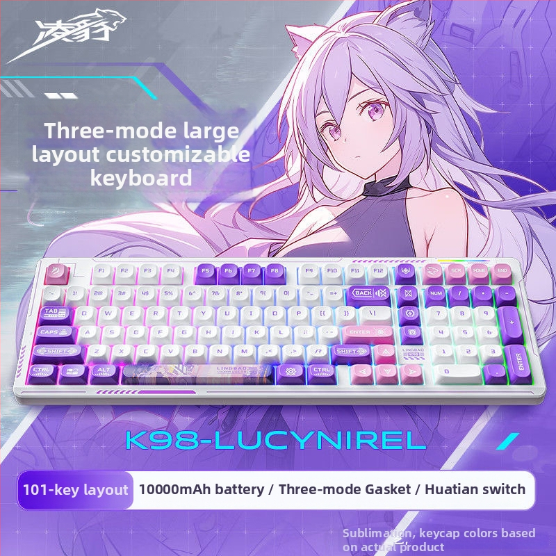 Безжична механична клавиатура с три режима свързване, горещосменяеми превключватели, водоустойчива, RGB подсветка