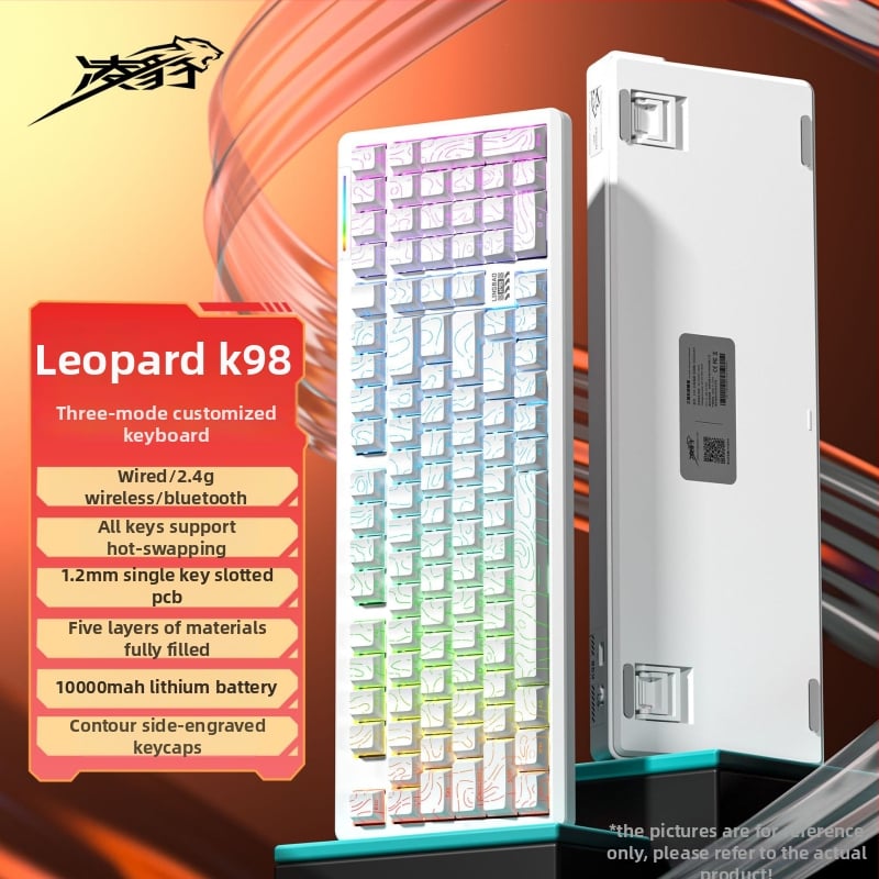 Безжична механична клавиатура с три режима свързване, горещосменяеми превключватели, водоустойчива, RGB подсветка