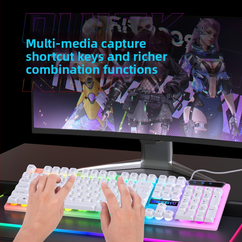 Káblové set klávesnice a myši s RGB podsvietením, 104-klávesová klávesnica, ABS telo, dĺžka kábla 1,35 m, univerzálna kompatibilita