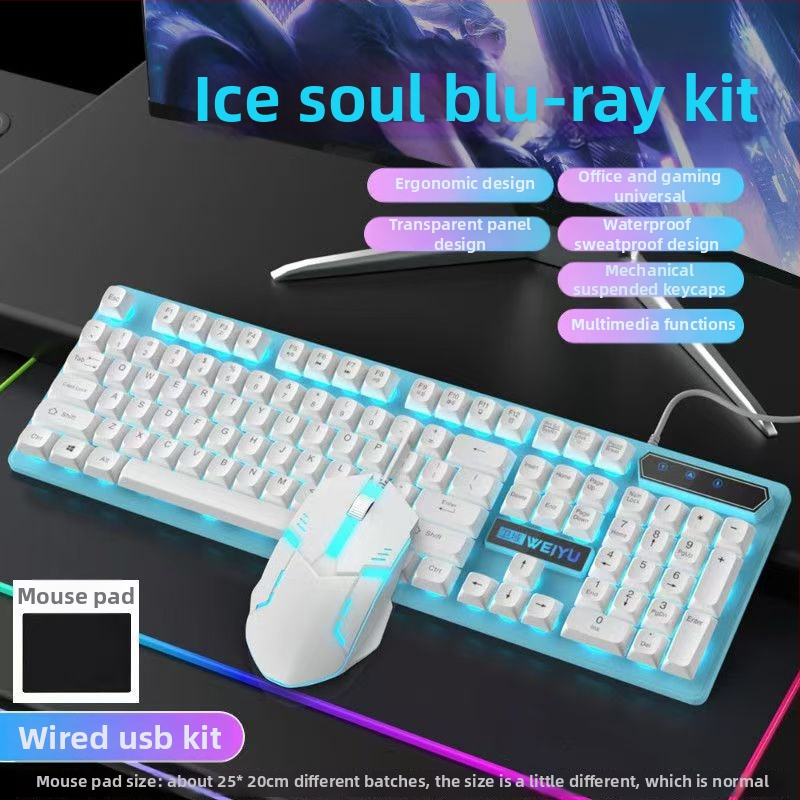 Káblové set klávesnice a myši s RGB podsvietením, 104-klávesová klávesnica, ABS telo, dĺžka kábla 1,35 m, univerzálna kompatibilita