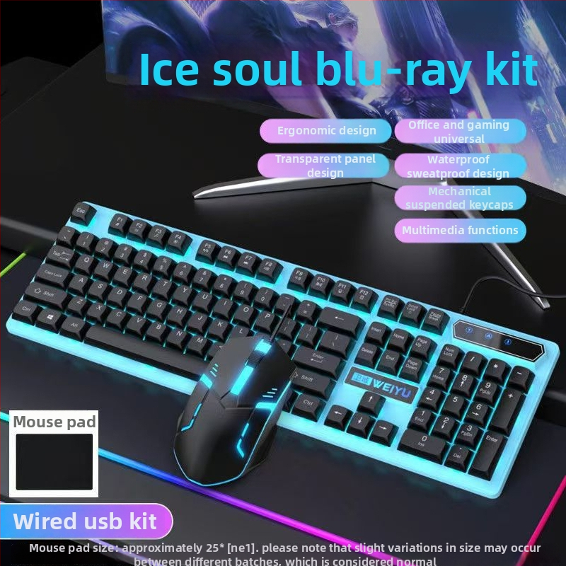 Káblové set klávesnice a myši s RGB podsvietením, 104-klávesová klávesnica, ABS telo, dĺžka kábla 1,35 m, univerzálna kompatibilita