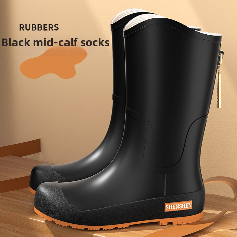 Lietaus batai japonų stiliaus, unisex suaugusiems, PVC viršus, vidutinio vamzdelio aukštis
