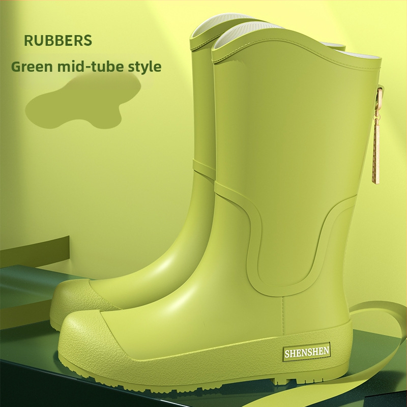 Lietaus batai japonų stiliaus, unisex suaugusiems, PVC viršus, vidutinio vamzdelio aukštis