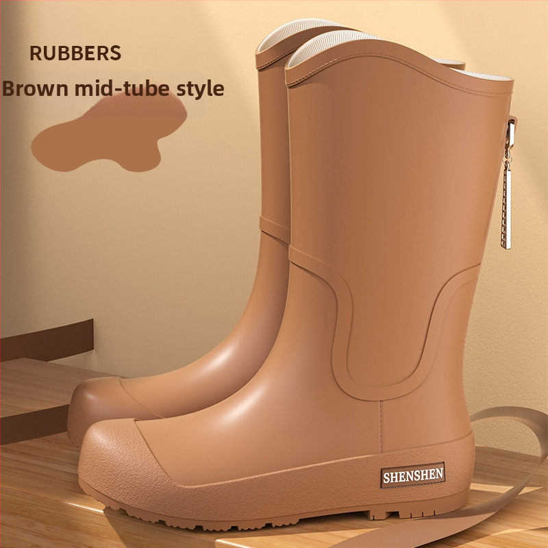 Lietaus batai japonų stiliaus, unisex suaugusiems, PVC viršus, vidutinio vamzdelio aukštis