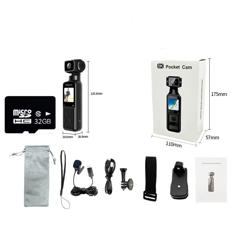 4K-os kézi sportkamera 270°-os forgatással, stabilizáció, TF-kártya támogatás, modell K1