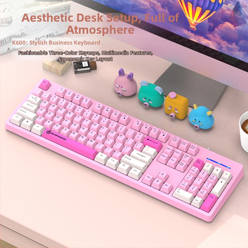 Комплект клавиатура и мишка Eighteen cycles K600, мембранна клавиатура с 104 клавиша, жично USB, ABS корпус, кабел 1,5 м