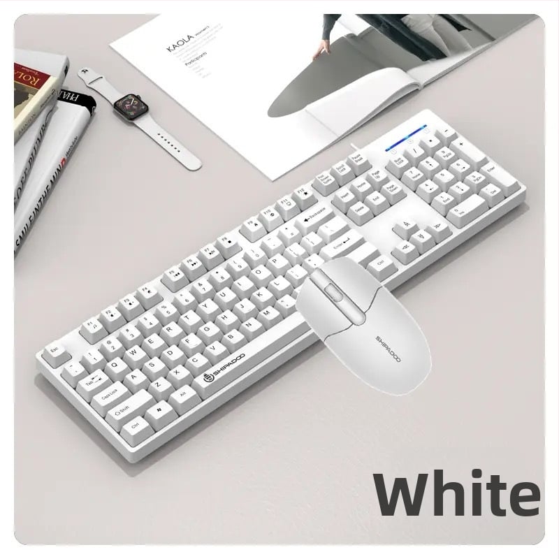 Комплект клавиатура и мишка Eighteen cycles K600, мембранна клавиатура с 104 клавиша, жично USB, ABS корпус, кабел 1,5 м