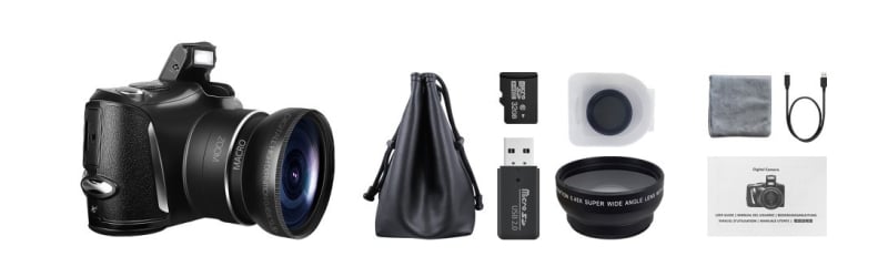 XHX R6S kompaktne digitaalne kaamera – 4K video, 48MP fotod, 3,2-tolline LCD, CMOS sensor, 16x digitaalne zoom