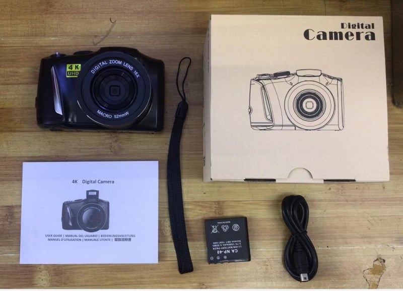 XHX R6S kompaktne digitaalne kaamera – 4K video, 48MP fotod, 3,2-tolline LCD, CMOS sensor, 16x digitaalne zoom