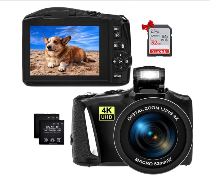 XHX R6S kompaktne digitaalne kaamera – 4K video, 48MP fotod, 3,2-tolline LCD, CMOS sensor, 16x digitaalne zoom