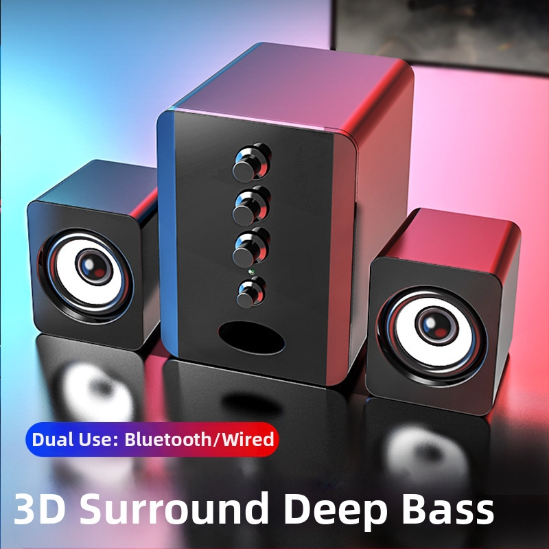 Datoru skaļruņi SADA D-202, 2.1 kanālu, USB barošana, 3,4 mm ieeja, frekvenču diapazons 60 Hz–15 kHz, SNR ≥70 dB