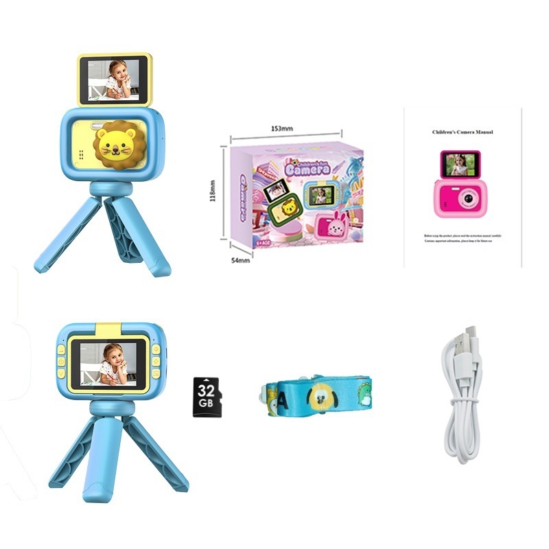 Camera digitală pentru copii cu ecran rabatabil 180°, senzor 1.0 MP, zoom optic 4x, zoom digital 4x, LCD de 2,4 inch