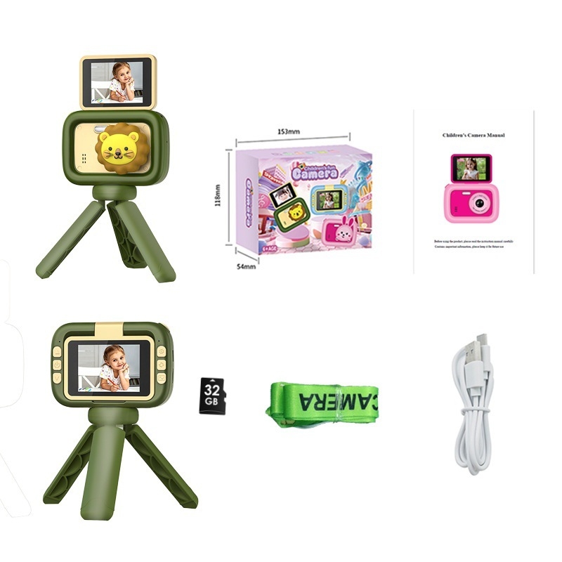 Camera digitală pentru copii cu ecran rabatabil 180°, senzor 1.0 MP, zoom optic 4x, zoom digital 4x, LCD de 2,4 inch