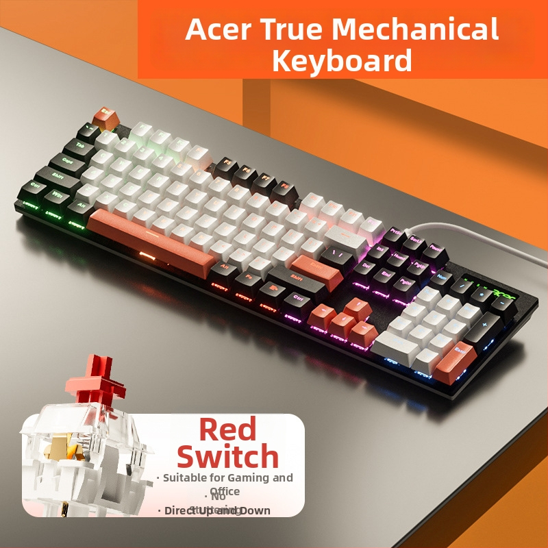 Acer Mehanička tipkovnica, 104 tipki, Zelene prekidače, Žična veza, Vodootporna, Kabel 1,5 m