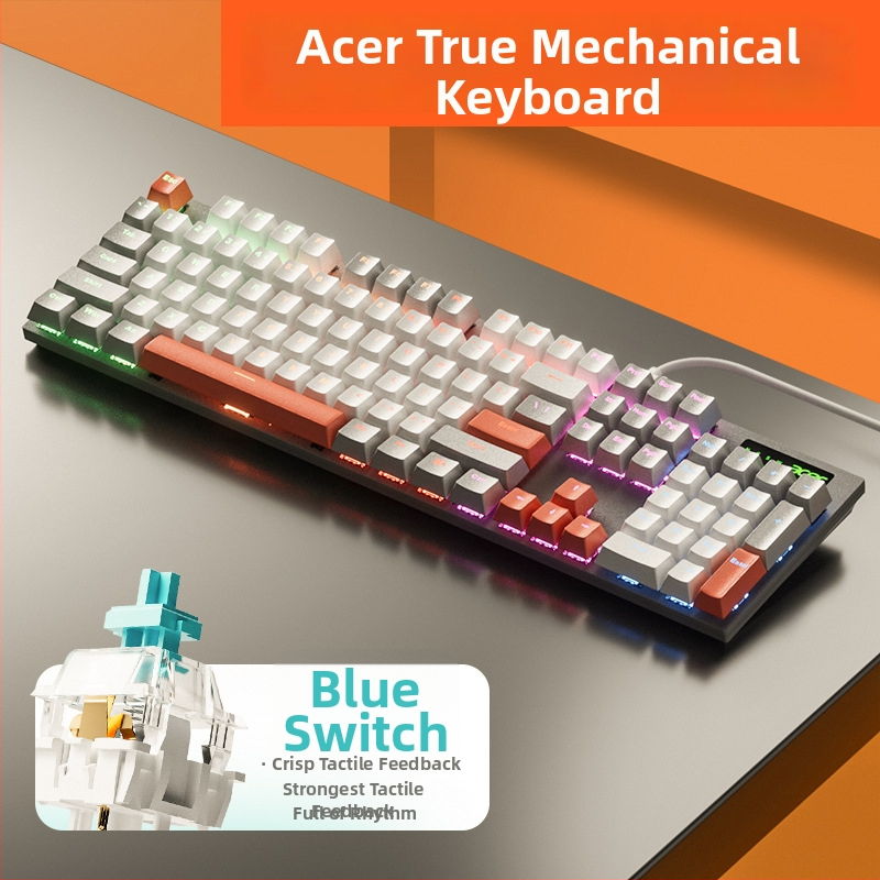 Acer Mehanička tipkovnica, 104 tipki, Zelene prekidače, Žična veza, Vodootporna, Kabel 1,5 m